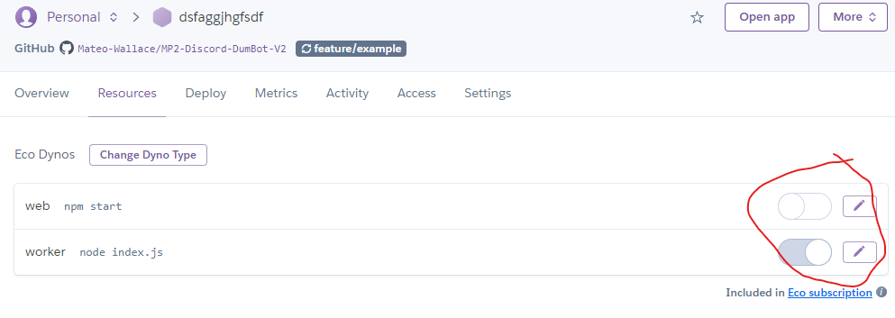 heroku changing web to worker
