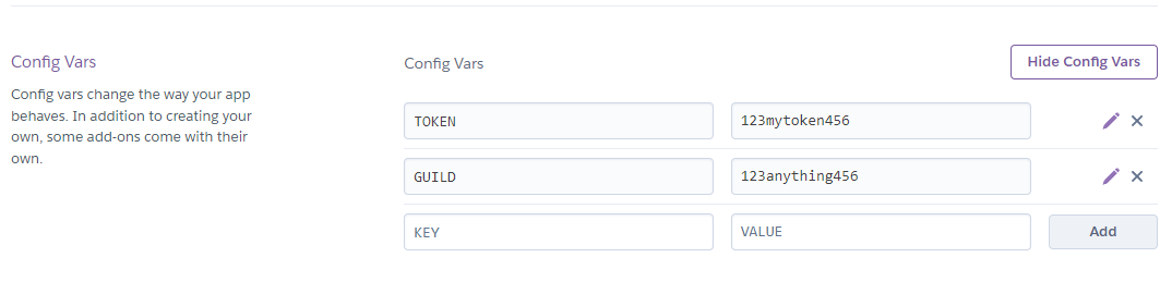 heroku config variables